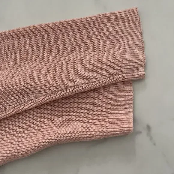 Eileen Fisher Long Organic Linen & Cotton Cardigan Pink Sz M minimalist Coastal - Picture 6 of 11